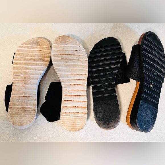 2 PAIR Women’s Size 9 Slide Sandals with Wedge Heel - Lightly Worn - Picture 7 of 8